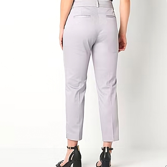 Liz Claiborne Emma Cotton Gray Sateen Womens Mid Rise Slim Fit Ankle Pant - Picture 2 of 8